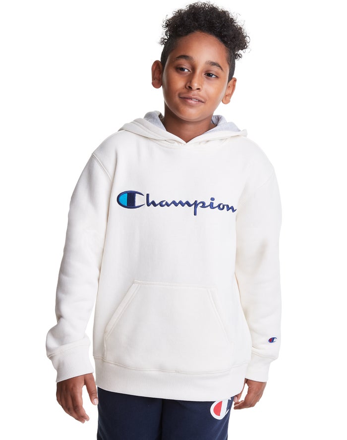 Champion Girls Hoodie NZ - Reverse Weave Embroidered Logo White ( 6853-RDHFN )